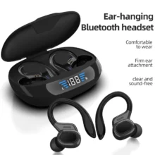 Écouteurs sans fil Otemkay SP16 – Modèle authentique avec contours d'oreille, véritablement sans fil, conçus pour la course à pied, avec microphone.