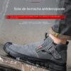 Chaussures de sécurité pour hommes en cuir véritable (croûte de cuir de vache), avec embout composite, semelle anti-perforation, propriétés antistatiques et conception adaptée au soudage ; bottes ultra-résistantes.