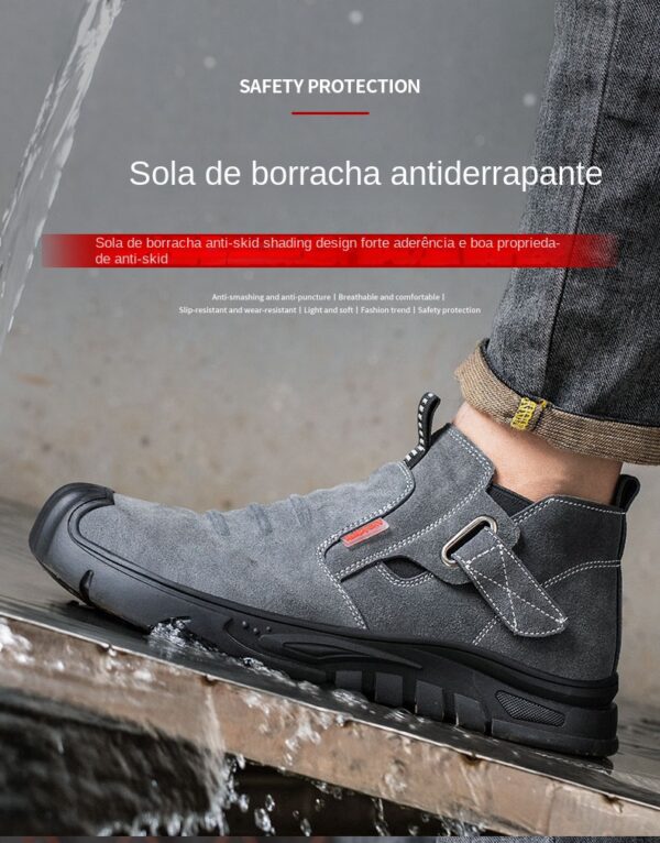 Chaussures de sécurité pour hommes en cuir véritable (croûte de cuir de vache), avec embout composite, semelle anti-perforation, propriétés antistatiques et conception adaptée au soudage ; bottes ultra-résistantes.