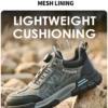 Chaussures de sécurité pour hommes avec embout en acier, semelles anti-écrasement, anti-perforation et antidérapantes ; chaussures de travail industrielles tendance à fermeture par bouton.
