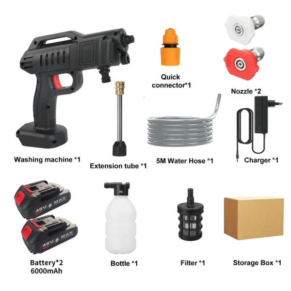 Pistolet de lavage de voiture haute pression 100 bars, sans fil, rechargeable, puissant, pour batterie Makita.