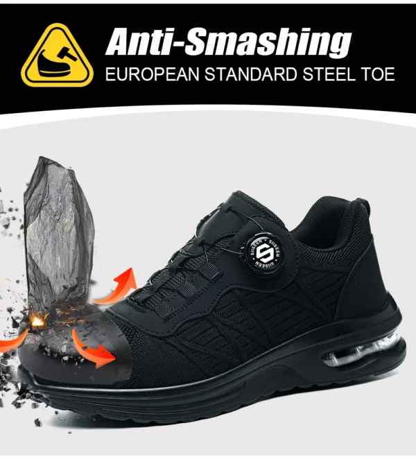Chaussures de sécurité pour hommes avec fermeture rotative – Légères, anti-chocs et anti-perforation – Style sportif pour les professionnels en extérieur