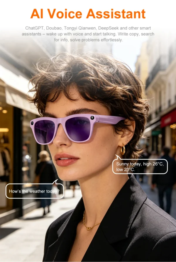 Lunettes de caméra Xiaomi 8K pour la prise de vue vidéo, traduction IA précise, appels Bluetooth, lecteur de musique, pour femmes et hommes, 8MP, lunettes de traduction