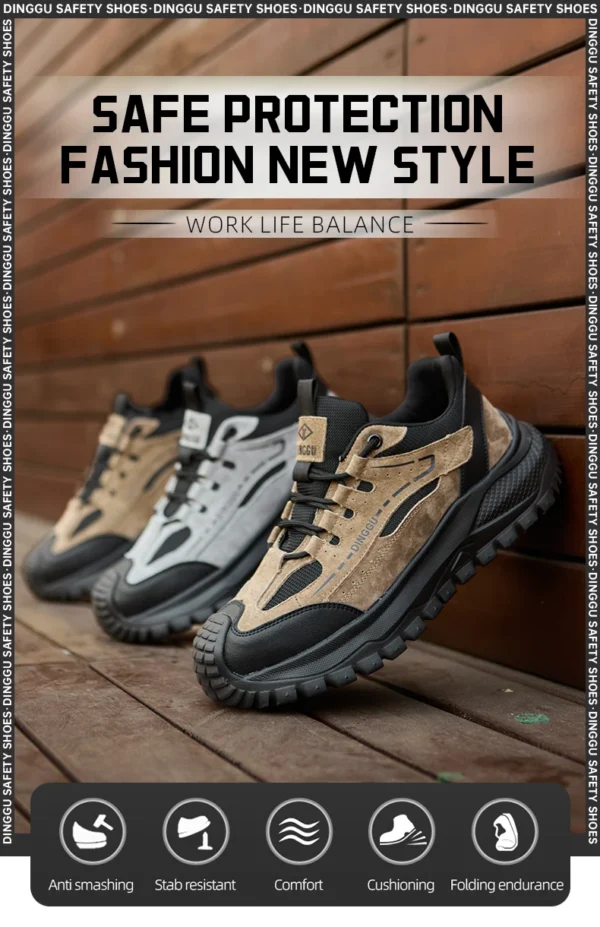 Chaussures de sécurité pour hommes avec embout en acier – Protection anti-écrasement et anti-perforation.