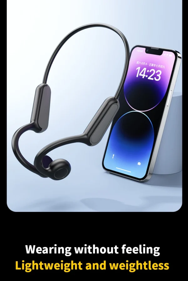 Écouteurs à conduction osseuse réelle B8 – Casque sans fil Bluetooth 5.3 pour le sport avec contour d'oreille et étanchéité IPX5 (idéal pour la course et la conduite)