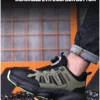 Chaussures de sécurité pour hommes avec fermeture rotative, embout en acier, bottes de travail industrielles respirantes.