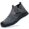 Chaussures de sécurité pour hommes en cuir véritable (croûte de cuir de vache), avec embout composite, semelle anti-perforation, propriétés antistatiques et conception adaptée au soudage ; bottes ultra-résistantes.