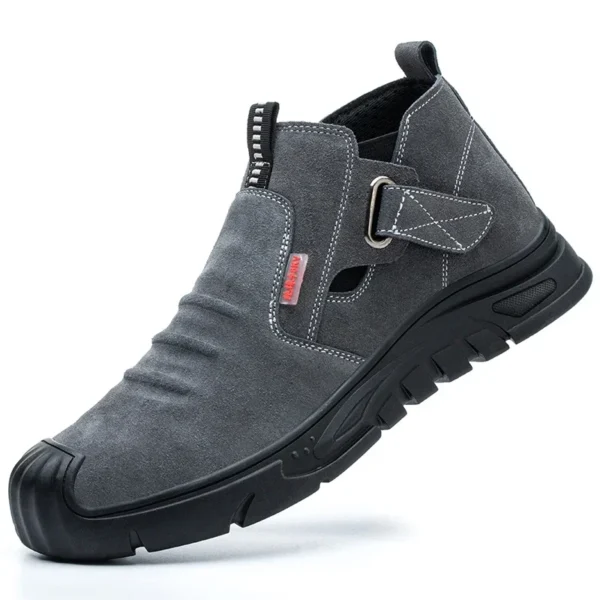 Chaussures de sécurité pour hommes en cuir véritable (croûte de cuir de vache), avec embout composite, semelle anti-perforation, propriétés antistatiques et conception adaptée au soudage ; bottes ultra-résistantes.