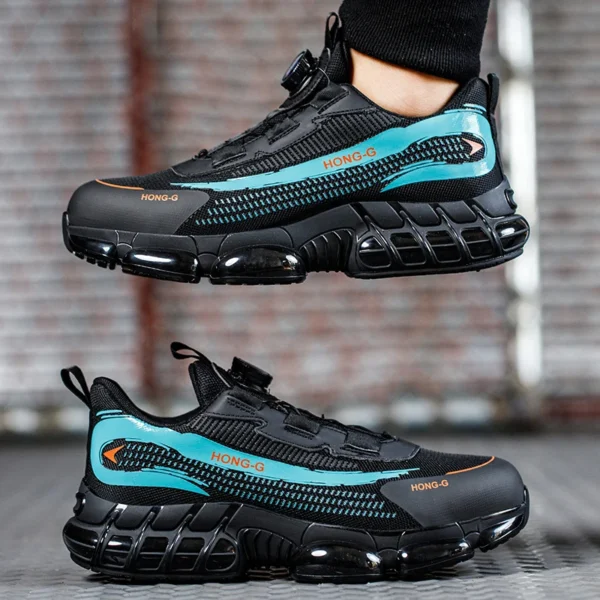 Chaussures de sécurité pour hommes avec système de serrage rotatif – Style sportif, anti-écrasement et anti-perforation