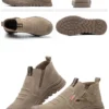 Chaussures de sécurité pour hommes en cuir véritable (croûte de cuir de vache), avec embout composite, semelle anti-perforation, propriétés antistatiques et conception adaptée au soudage ; bottes ultra-résistantes.