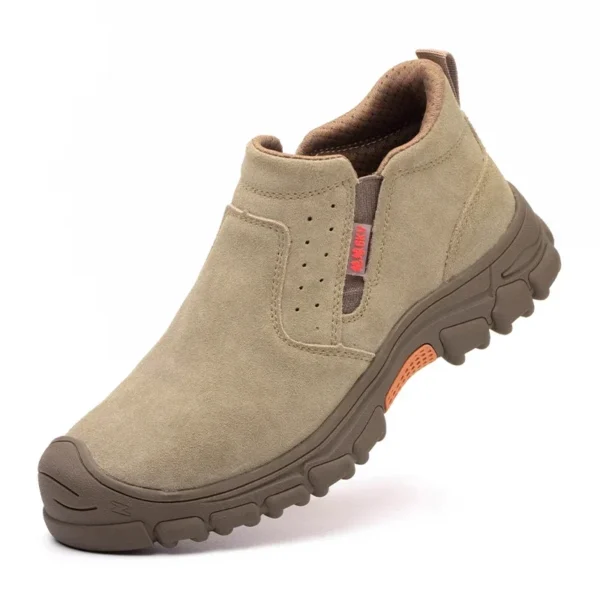 Chaussures de sécurité pour hommes en cuir véritable (croûte de cuir de vache), avec embout composite, semelle anti-perforation, propriétés antistatiques et conception adaptée au soudage ; bottes ultra-résistantes.