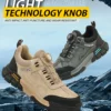 Chaussures de sécurité pour hommes avec embout en acier, semelles anti-écrasement, anti-perforation et antidérapantes ; chaussures de travail industrielles tendance à fermeture par bouton.