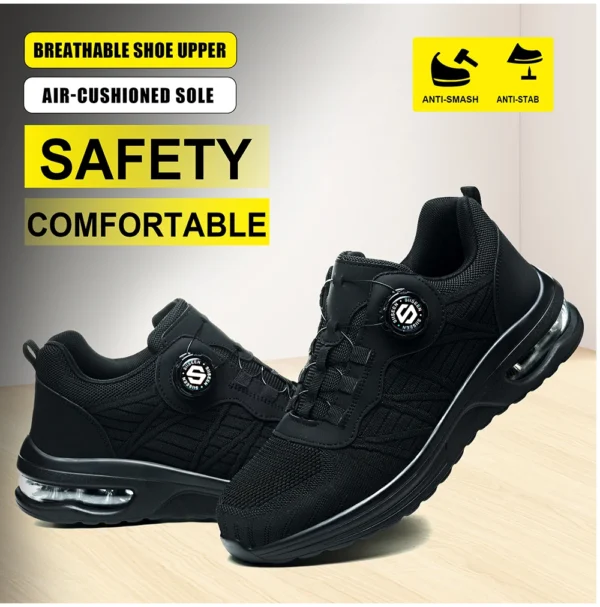 Chaussures de sécurité pour hommes avec fermeture rotative – Légères, anti-chocs et anti-perforation – Style sportif pour les professionnels en extérieur