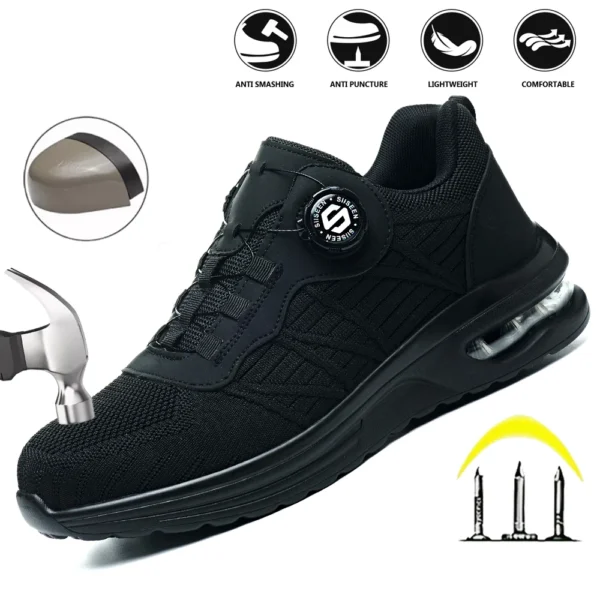 Chaussures de sécurité pour hommes avec fermeture rotative – Légères, anti-chocs et anti-perforation – Style sportif pour les professionnels en extérieur