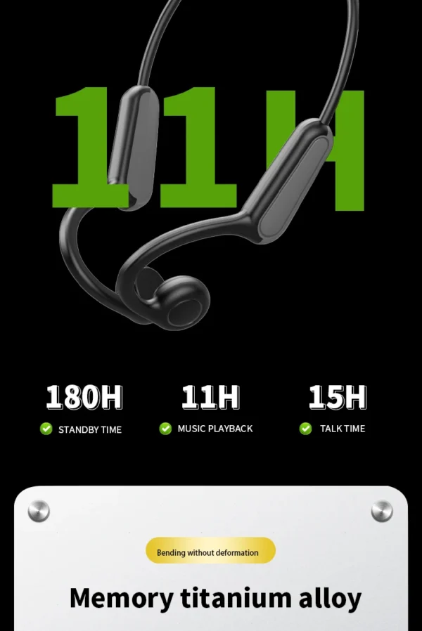 Nouveau casque de sport sans fil à conduction osseuse réelle – Écouteurs Bluetooth avec microphone et fonction mains libres pour la course à pied.