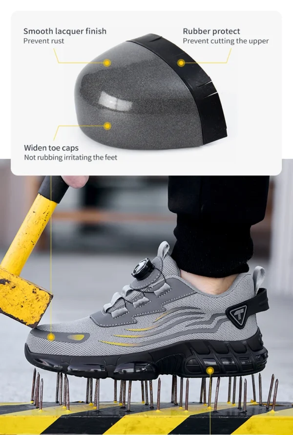 Chaussures de sécurité pour hommes à système de serrage rotatif, chaussures de travail, bottes de sécurité anti-perforation, bottes tactiques.