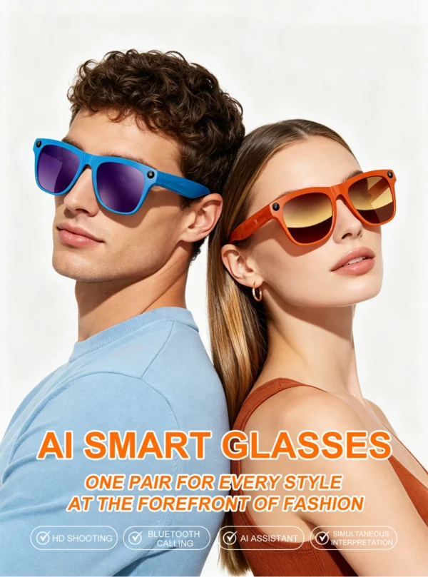 Lunettes de caméra Xiaomi 8K pour la prise de vue vidéo, traduction IA précise, appels Bluetooth, lecteur de musique, pour femmes et hommes, 8MP, lunettes de traduction