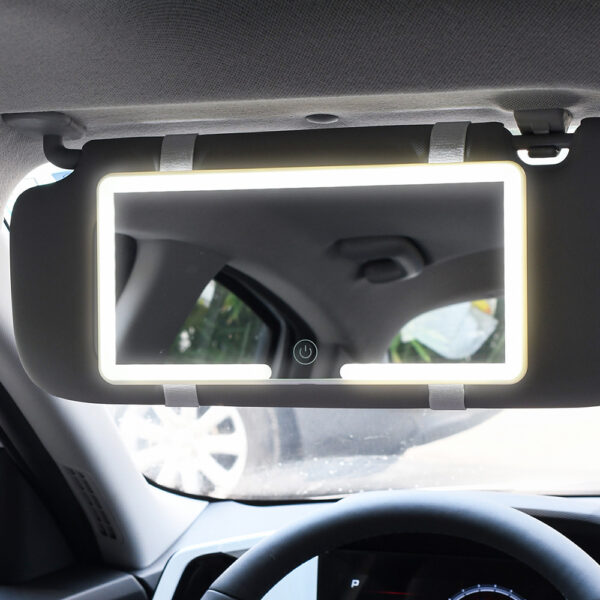 Miroir de courtoisie pour pare-soleil automobile avec éclairage et variateur d'intensité